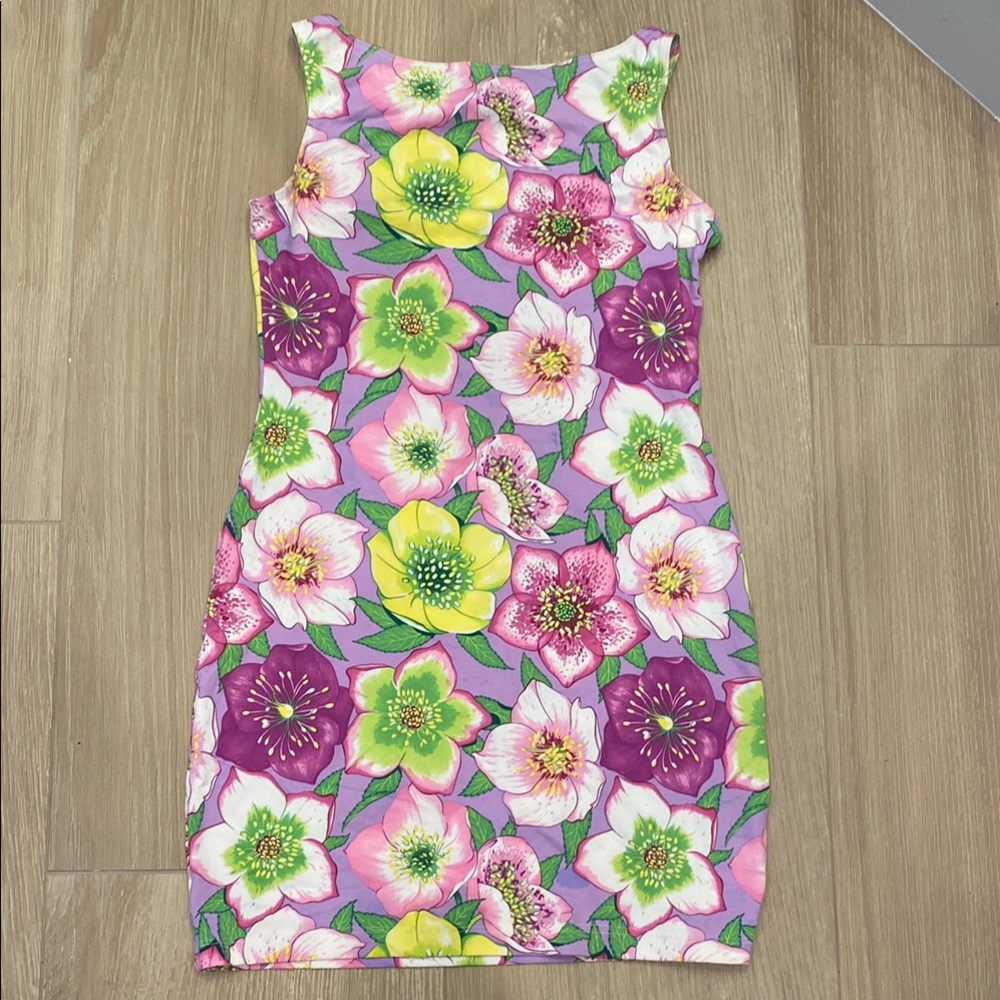 Floral Sleeveless Dress - Pink, Yellow, Green
